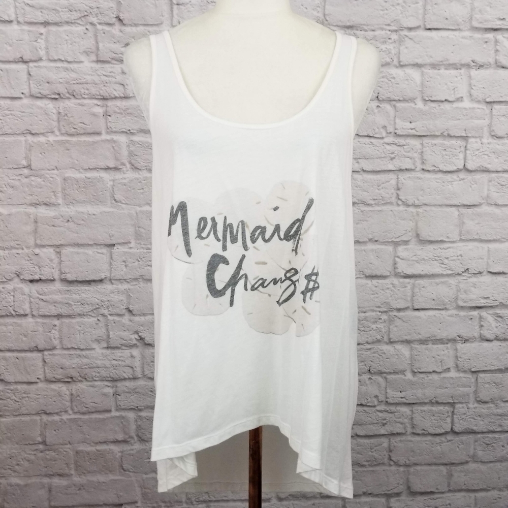 35mm Clothing Mermaid Change graphic white low back tank top women's size M NWT - Picture 3 of 8